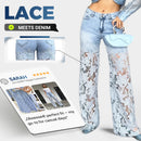 📢📢¡Gran liquidación ahora!⏰ Jeans de mezclilla con encaje y patchwork a la moda