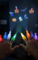 🎃🔦 Mini Proyector de Dedos Halloween – Luces con Patrones Fantasmales, Bolsillo y Diversión para Niños y Fiestas de Terror ✨👻