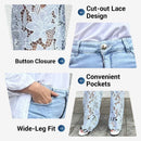 📢📢¡Gran liquidación ahora!⏰ Jeans de mezclilla con encaje y patchwork a la moda