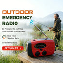 📻 50% dto. Radio de emergencia multifunción – carga solar, manivela y USB, linterna LED, alertas NOAA y power bank. ¡IPX3 resistente a salpicaduras, 220 g! ✨⚡