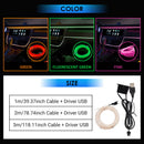 🌈 50% dto. Tira de luz ambiental LED para interior del coche – diseño fino, varios colores y alimentación USB. ¡Opciones de 1/2/3 m para personalizar tu salpicadero! ✨🚗