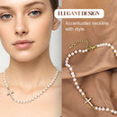 Elegante collar de perlas sintéticas cruzadas para mujer