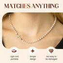 Elegante collar de perlas sintéticas cruzadas para mujer