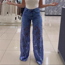 📢📢¡Gran liquidación ahora!⏰ Jeans de mezclilla con encaje y patchwork a la moda