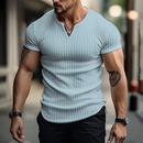 Camisa Henley lisa entallada para hombre