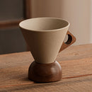 ☕✨ Taza Vintage con Asa de Madera y Platillo – Estilo Retro Elegante, Aroma y Estética Única para tu Rincón de Café