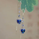 💙 50% dto. Pendientes largos con corazón de gemas azules – 2.10 Cttw, hipoalergénicos y sin níquel. Regalo ideal para ella! ✨🎁