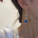 💙 50% dto. Pendientes largos con corazón de gemas azules – 2.10 Cttw, hipoalergénicos y sin níquel. Regalo ideal para ella! ✨🎁