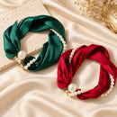 💎 50% dto. Conjunto de pañuelo y collar de perlas desmontables con cierre magnético – fácil de poner y quitar sin nudos. ¡Úsalos juntos o por separado para más estilos! ✨🧣
