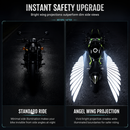 🏍️ 50% dto. Luces LED de proyección de alas de ángel para moto – patrón simétrico, lente ultranítida y amplia zona de advertencia. ¡Más seguridad en carreteras oscuras! ✨🛡️