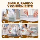 🧳 50% dto. Set de 5 bolsas de compresión reutilizables sin bomba – doble sellado, diseño transparente y enrollado fácil. ¡Ahorra espacio en armarios y maletas! ✨👁️