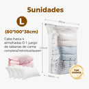 🧳 50% dto. Set de 5 bolsas de compresión reutilizables sin bomba – doble sellado, diseño transparente y enrollado fácil. ¡Ahorra espacio en armarios y maletas! ✨👁️