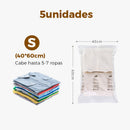 🧳 50% dto. Set de 5 bolsas de compresión reutilizables sin bomba – doble sellado, diseño transparente y enrollado fácil. ¡Ahorra espacio en armarios y maletas! ✨👁️